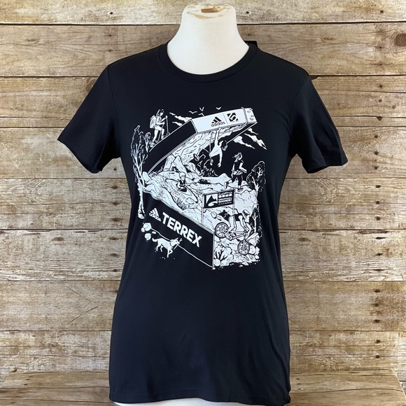 Adidas Terrex Sz Small Womens Black Graphic Tee - Picture 3 of 10